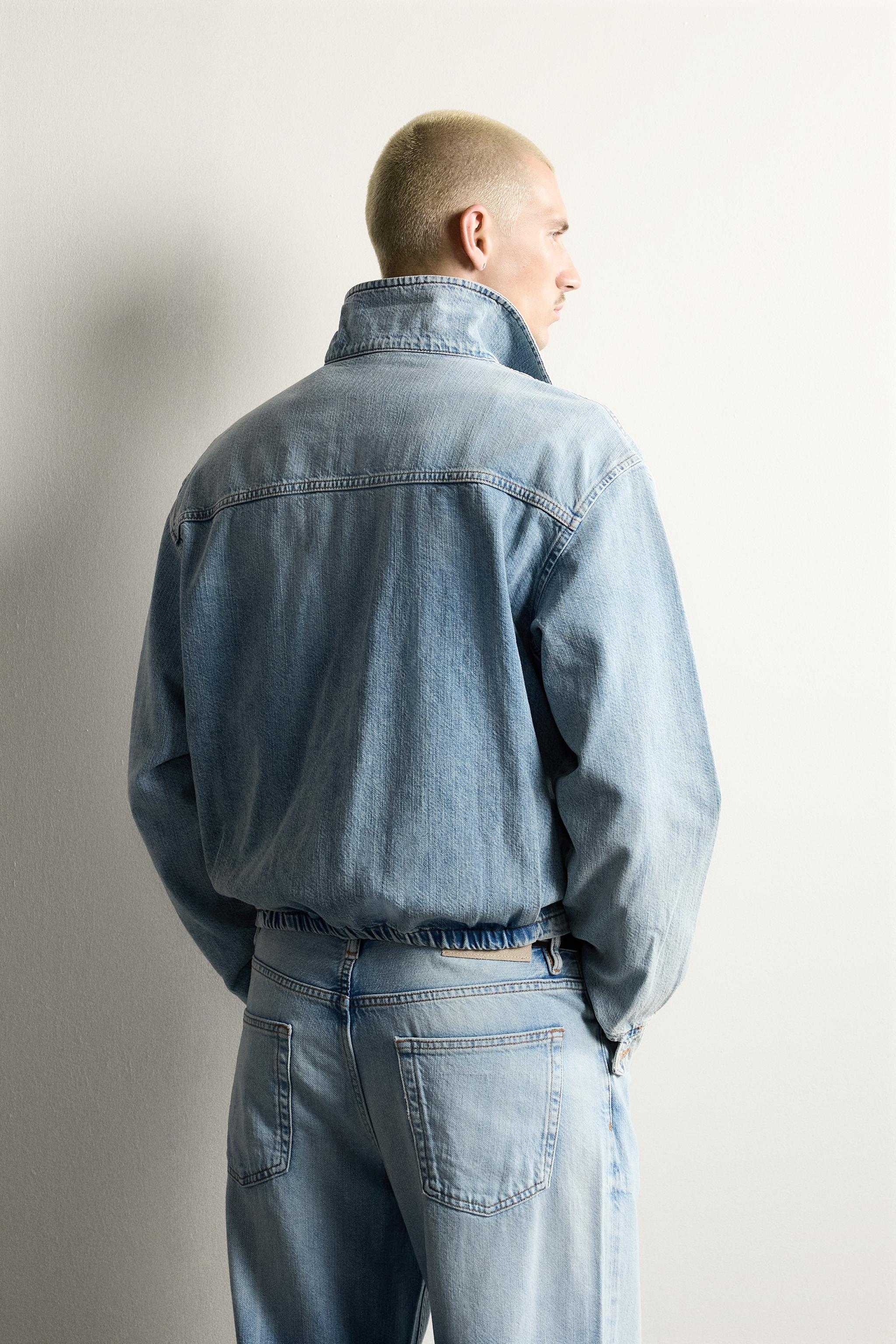 WASHED DENIM ZIP-UP JACKET